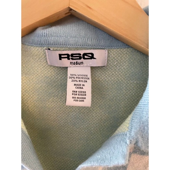 RSQ Girls Floral Sweater Dress Medium Blue White V-Neck Collared Short Sleeve - Picture 4 of 7